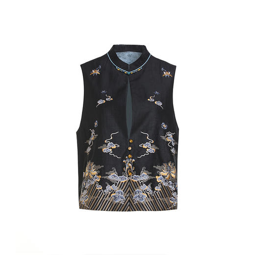 乔万尼香云纱马甲女款新款春秋中式刺绣EM3H477 商品图4