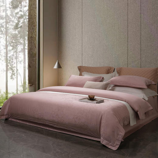 60长绒棉全棉四件套纯色大提花  叶琳-萝莉粉 商品图3