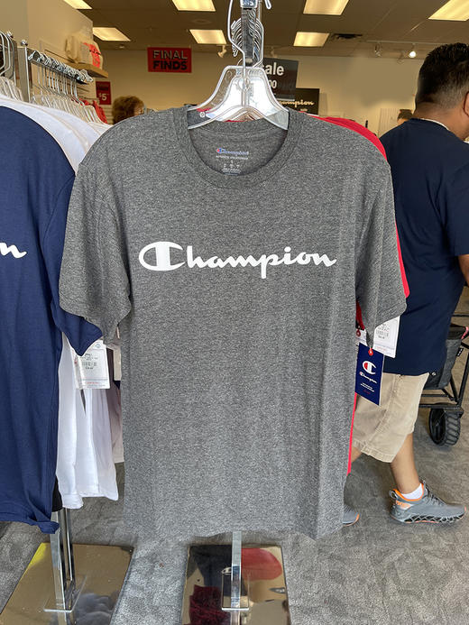 CHAMPION/* 男士夏季印花LOGO刺绣标运动休闲圆领短袖T恤 商品图3