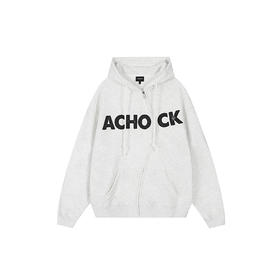 【Achock官方店】 国潮个性S拉链发泡印花加绒卫衣开衫连帽外套