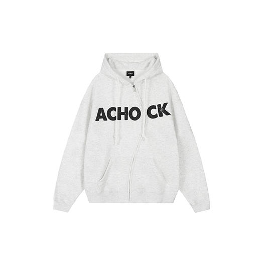 【Achock官方店】 国潮个性S拉链发泡印花加绒卫衣开衫连帽外套 商品图0