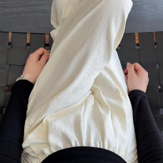 「五色可选！冰丝奶芙山本裤」女夏季薄2024新款休闲小个子肌理感慵懒白色阔腿裤 商品图1