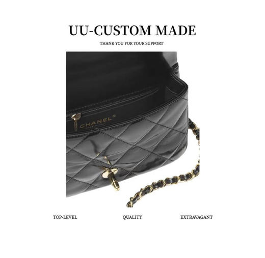 香奶奶24B*Logo标志金扣开合小羊皮单肩斜挎手提包 商品图3