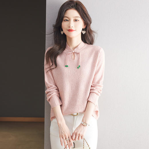 新中式打底衫洋气质针织上衣，时尚国风设计感小衫CC- 56-5649 商品图1