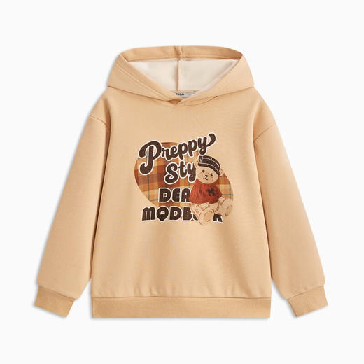 【MQD】童装男大童冬新款学院风童趣印花加绒连帽卫衣 商品图4