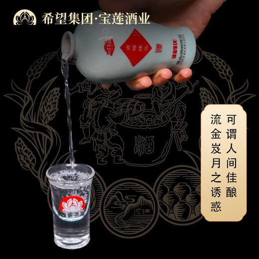 宝莲白酒，四川资阳陈色礼盒装125ml*4瓶， 浓香型高粱酒52度（注：8瓶起售） 商品图3