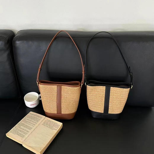 8073~1棕色/黑色藤编包 商品图0