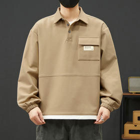 【新款DYY】大依优型大码翻领卫衣男宽松休闲上衣胖子加肥加大男士潮流