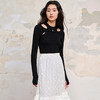 黑色解构镂空套头针织长袖修身上衣女MC88SW511A90 商品缩略图0