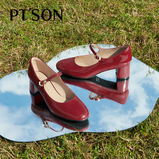 百田森PYQ2C037商场同款复古玛丽珍鞋春新款法式粗跟单鞋 商品图0