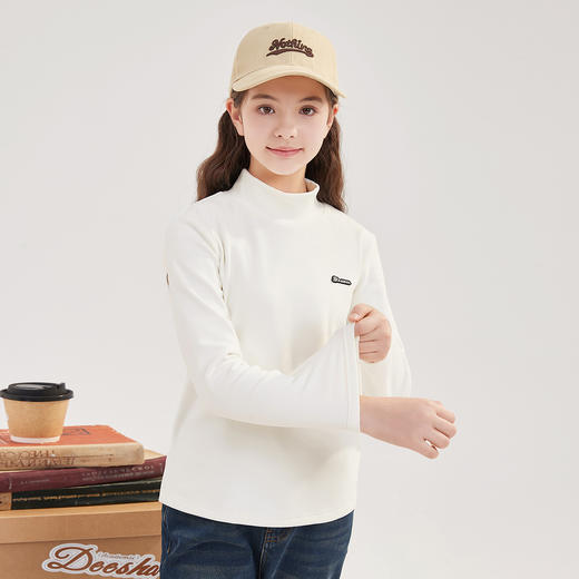 笛莎Deesha青少年女童T恤2024冬季新款复古学院风T恤 商品图3