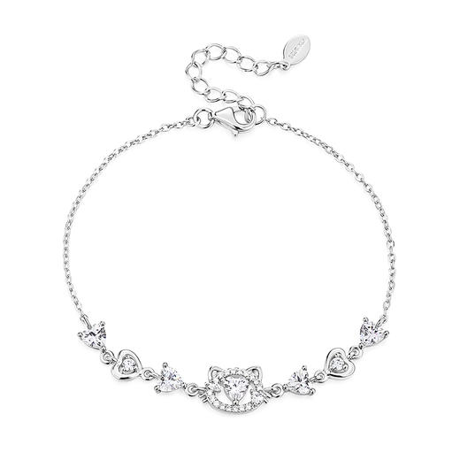 卡蒂罗/KADER 心愿猫手链 简约小众百搭镂空银饰品 轻奢高级感甜心少女手饰 闪锆吸睛 925银 送节日女朋友七夕礼盒 商品图1