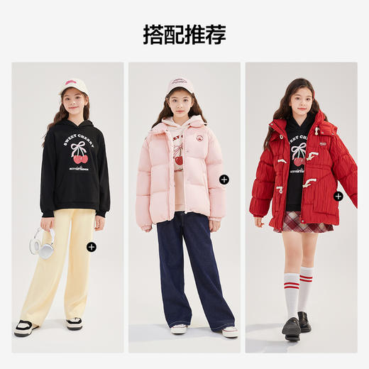 笛莎Deesha青少年女童卫衣2024冬季新款淑女学院风连帽卫衣 商品图2