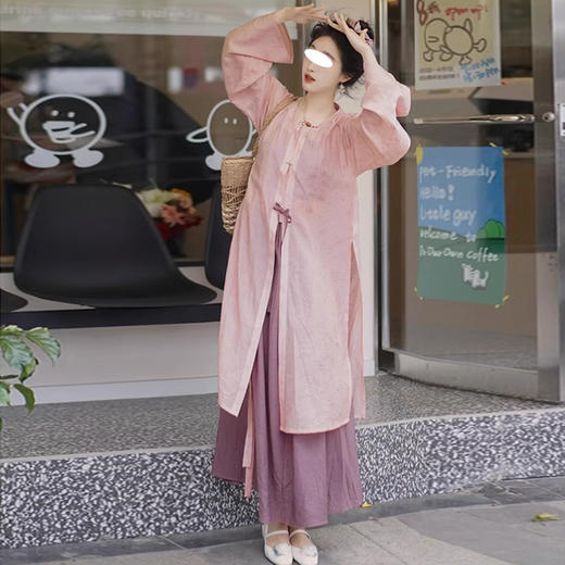 裁缝学苑AQ352 直袖明制圆领长衫+内搭吊带裙纸样汉服女装套装版型 商品图2