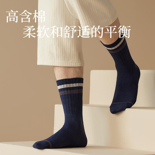 SYWY-Y11 【1双】纯棉运动袜休闲商务袜防臭吸汗抑菌春秋款全棉男士男棉袜无骨袜子 商品图3