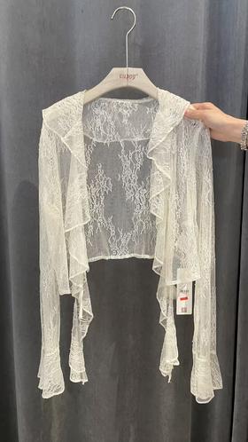 【门店同款】ENJOY夏季荷叶边蕾丝开衫上衣 157845773