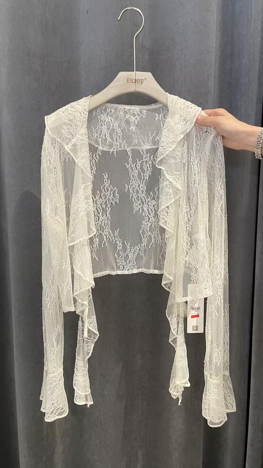 【门店同款】ENJOY夏季荷叶边蕾丝开衫上衣 157845773 商品图0