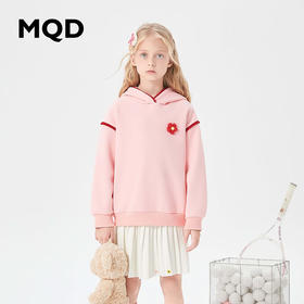 【MQD】童装女大童冬新款学院风甜美连帽加绒卫衣