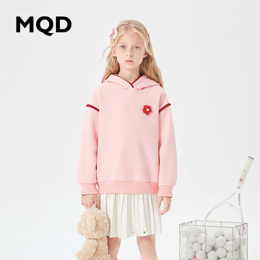 【MQD】童装女大童冬新款学院风甜美连帽加绒卫衣 商品图0