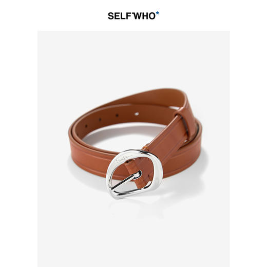 SELFWHO纯色头层牛皮定制皮带女2024新款秋季时尚百搭设计感腰带 商品图0