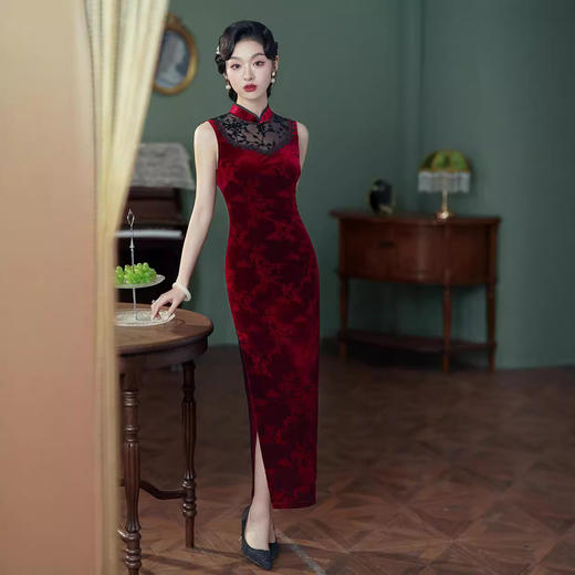 秋款改良老上海旗袍，日常民国风修身无袖红色气质XL1105 商品图4