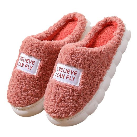 雀说 冬季新款加绒加厚毛毛拖鞋女情侣室内防滑厚底拖鞋LY-119 商品图4
