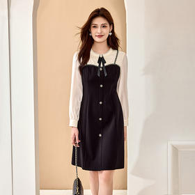 8/3奢姿大码女装2024秋季蝴蝶结减龄裙子胖妹妹拼接假两件时尚连衣裙9943826598