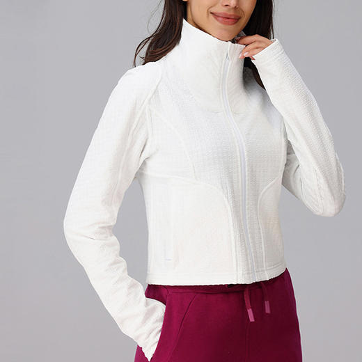 跃牌【瑞幸系列】防风立领秋冬加绒保暖梭织收腰显瘦修身短款户外运动休闲外套女HWT010 商品图0