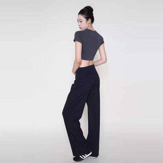跃牌【禅语梵心】高腰收腹运动宽松直筒长裤女速干跑步显瘦健身裤带口袋裸感瑜伽裤CK2838 商品图2