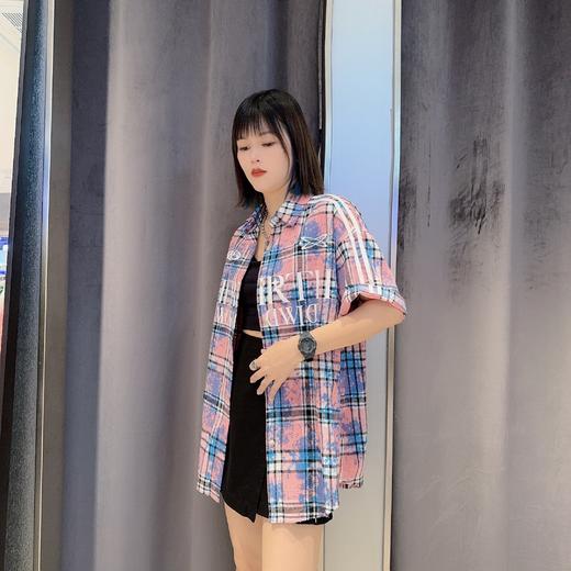 N1织带格纹字母印花短袖衬衫40730（粉） 秋季 143011000321 商品图1