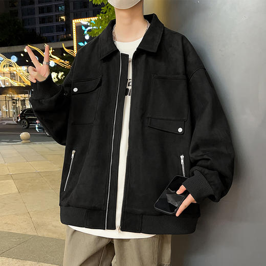 【新款DSL】大依优型大码翻领夹克加肥加大休闲胖子宽松外套上衣男装潮流 商品图3