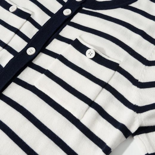 Grace&Glam 松弛感条纹羊毛圆领开衫 商品图3