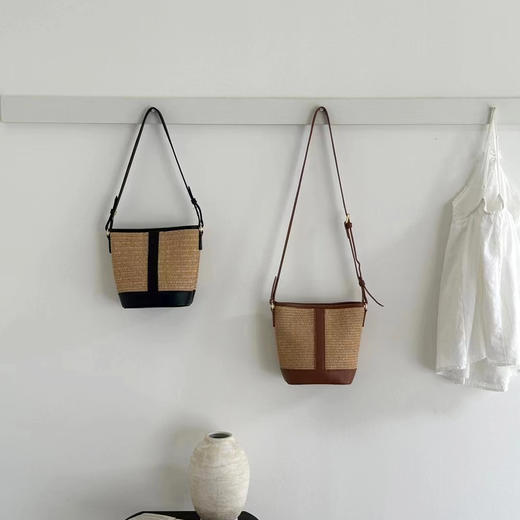 8073~1棕色/黑色藤编包 商品图1