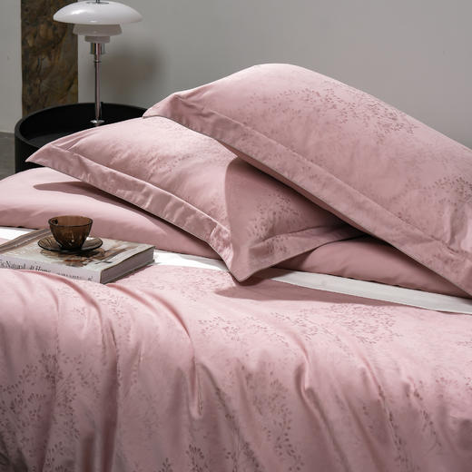 60长绒棉全棉四件套纯色大提花  叶琳-萝莉粉 商品图4