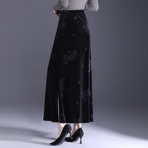 MYX-AM-6960-Y时尚包臀裙侧开衩半身裙秋季新款印花裙长款女装直筒高腰初裙 商品图2