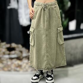 MZ橡筋抽绳双口袋长半裙40801（绿） 秋季 143020590321