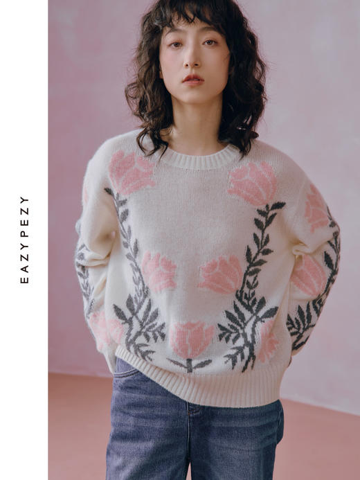 24AW 玫瑰花园圆领羊绒衫 商品图0