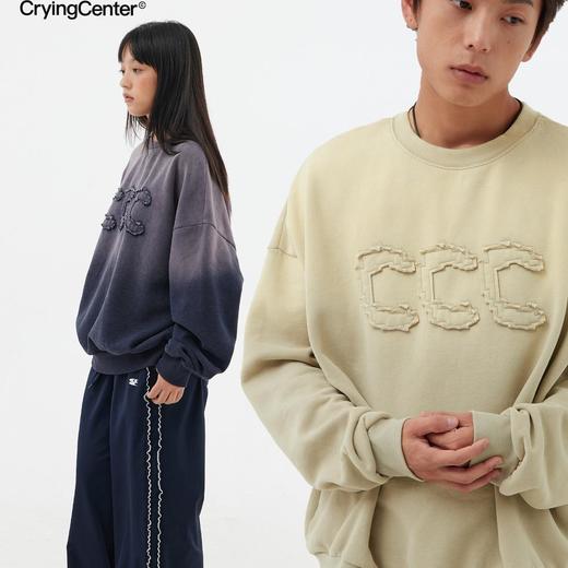 CryingCenter 初秋卫衣 像素C logo做旧贴布重洗水卫衣 哭喊中心 商品图1