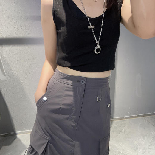 MZ侧边双口袋抽褶工装长半裙40710（灰） 秋季 942190200321 商品图3