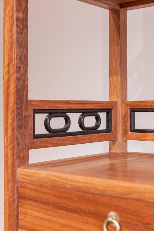 红桥红  家具严选  缅甸花梨（大果紫檀）【198嵌紫光檀椭圆卡子花 书架】 商品图3