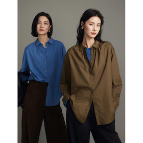 棉仓356604012-小方领碎褶纸质府绸衬衫