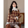 【年货节】熙世界复古格纹毛呢外套短款小个子冬季新款小香风翻领呢子大衣 商品缩略图1