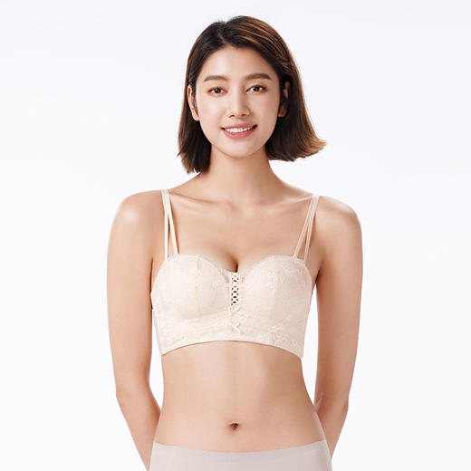 都市丽人内衣自然舒适常规文胸蕾丝中厚文胸1/2杯四排扣无钢圈LBT1M4 商品图1