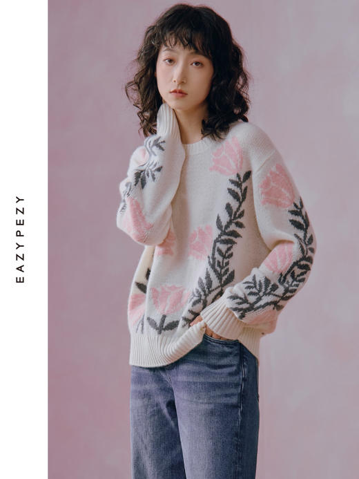 24AW 玫瑰花园圆领羊绒衫 商品图3