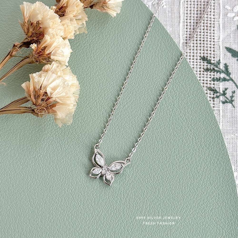 【慕蝶】S999银镂空蝴蝶项链【YXS-A3655】