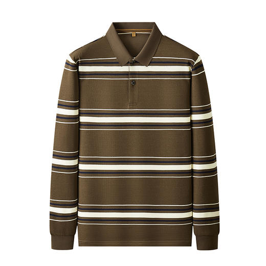 【新款DDP】大依优型大码条纹长袖Polo衫翻领男装加肥加大体恤大号上衣胖子弹力休闲商务 商品图7