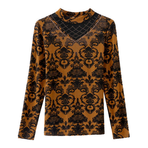 SMZ30647 2024秋季新款半高领印花打底衫名媛风气质妈妈修身百搭长袖T恤女 商品图4