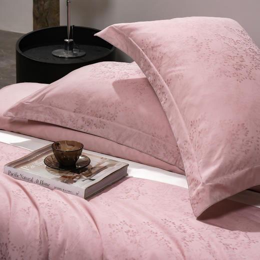 60长绒棉全棉四件套纯色大提花  叶琳-萝莉粉 商品图5