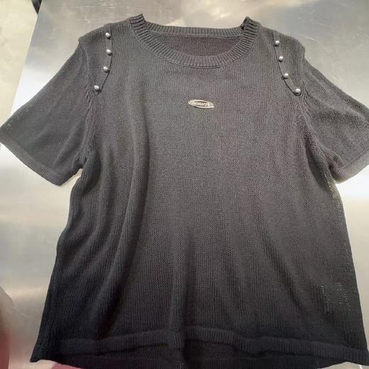 N圆领钉珠后镂空毛织上衣40630（黑） 秋季 343010470321 商品图3