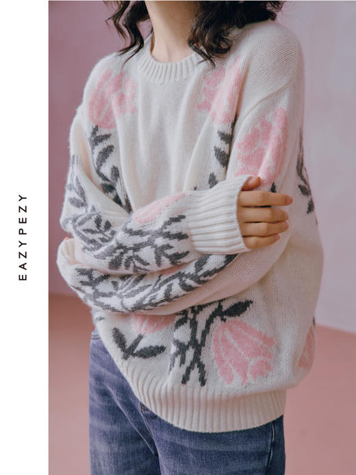24AW 玫瑰花园圆领羊绒衫 商品图1